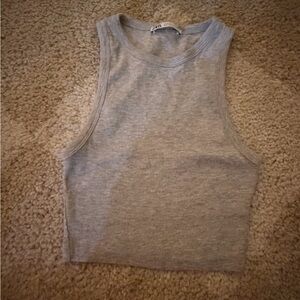 Zara Light Gray Ribbed Crop Top